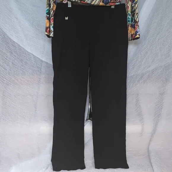 Peck & Peck Graphic Blue and Orange 3/4 Sleeve Blouse And Black crops - Picture 5 of 7